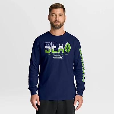 Men's Fanatics College Navy Seattle Seahawks Hometown Sweep Legacy Long Sleeve T-Shirt