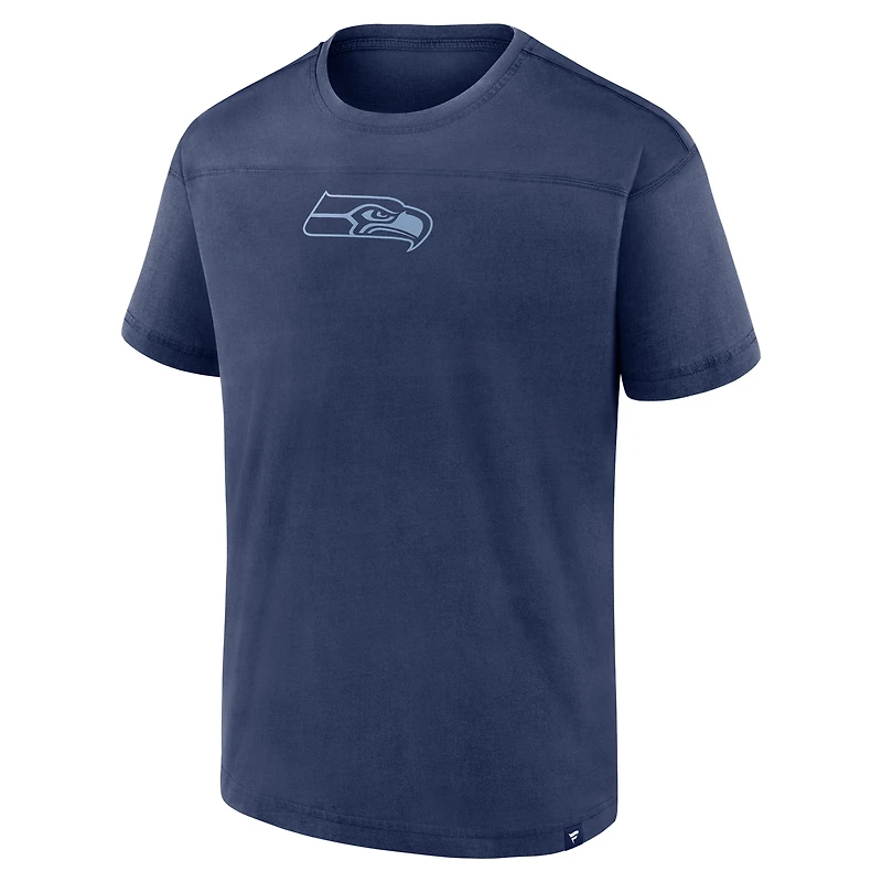 T-shirt Fanatics College Navy pour homme, modèle mini ton sur ton, des Seattle Seahawks