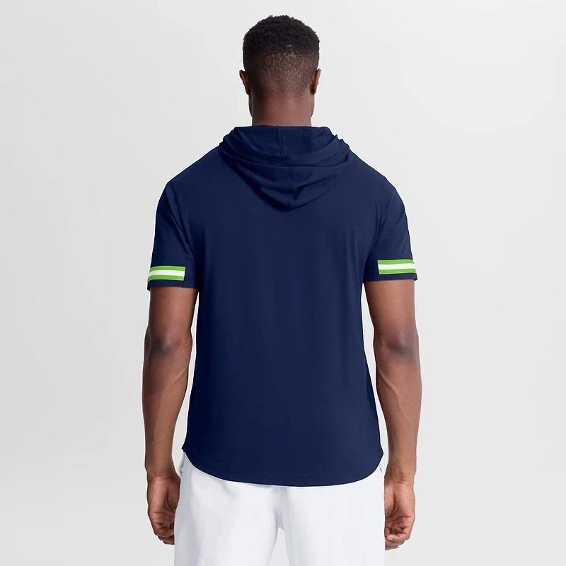 Men's Fanatics College Navy Seattle Seahawks Optimal Play Short Sleeve Hooded T-Shirt