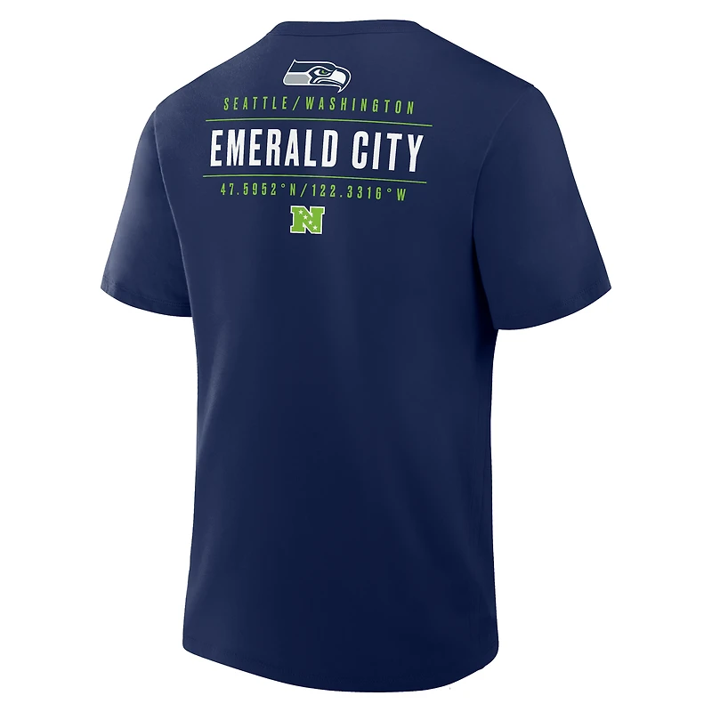 Men's Fanatics College Navy Seattle Seahawks Passing Pocket Legacy T-Shirt