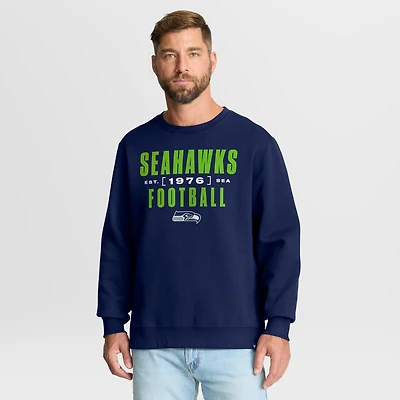 Men's Fanatics College Navy Seattle Seahawks Powerful Throw Legacy Pullover Sweatshirt