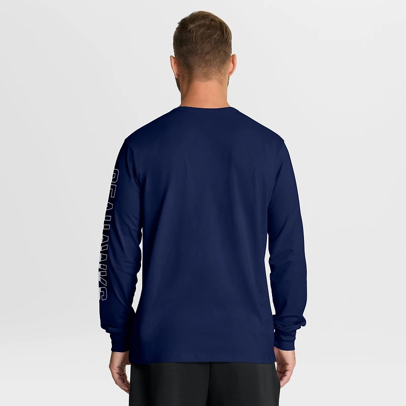 Men's Fanatics College Navy Seattle Seahawks Sweep Legacy Long Sleeve T-Shirt