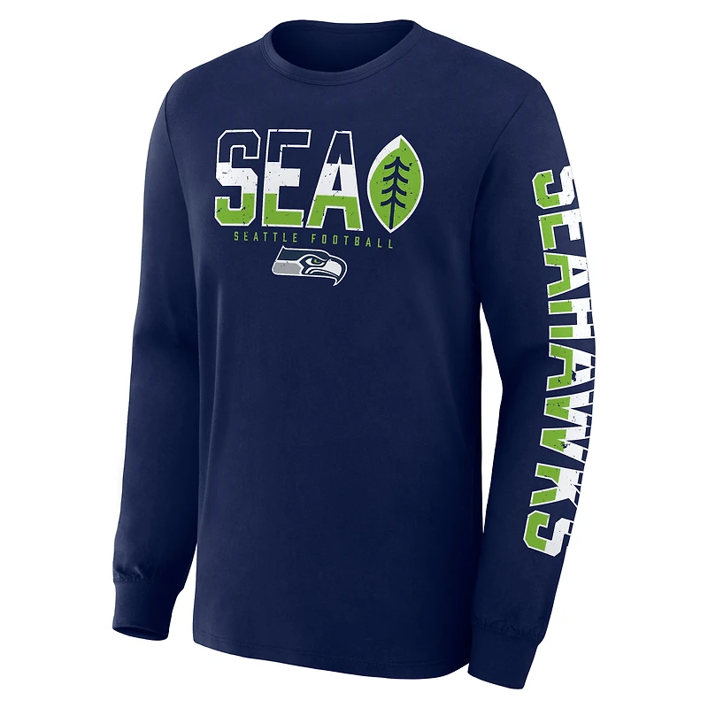 Men's Fanatics College Navy Seattle Seahawks Sweep Legacy Long Sleeve T-Shirt