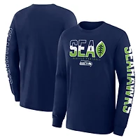 T-shirt à manches longues Fanatics College Navy pour homme, Seattle Seahawks Sweep Legacy