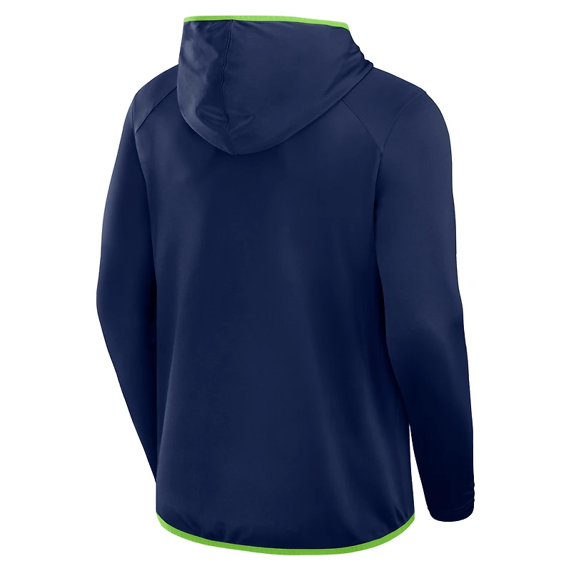 T-shirt à manches longues et capuche transitionnel Fanatics College Navy Seattle Seahawks pour hommes