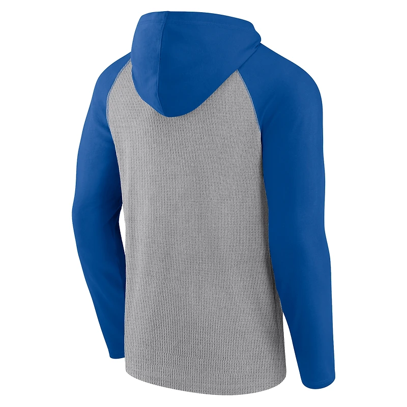 T-shirt à capuche manches longues Fanatics pour hommes gris/royal Seattle Seahawks Under Center