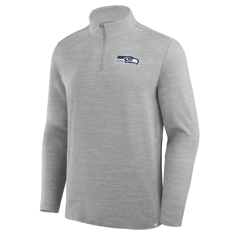 Men's Fanatics Heather Gray Seattle Seahawks Clutch Quarter-Zip Pullover