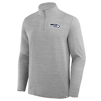 Men's Fanatics Heather Gray Seattle Seahawks Clutch Quarter-Zip Pullover