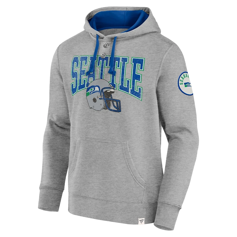 Sweat à capuche enfiler Fanatics Heather Grey Seattle Seahawks Label Maker pour hommes