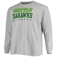 Men's Fanatics Heathered Gray Seattle Seahawks Big & Tall Practice Long Sleeve T-Shirt