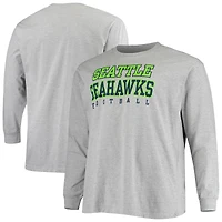 Men's Fanatics Heathered Gray Seattle Seahawks Big & Tall Practice Long Sleeve T-Shirt