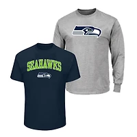 Men's Fanatics  Navy/Heather Gray Seattle Seahawks Big & Tall 2-Pack T-Shirt Set