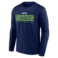 T-shirt à manches longues avec logo Fanatics Navy Seattle Seahawks Big & Tall pour hommes