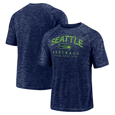 Men's Fanatics Navy Seattle Seahawks Shade Battle Ready Raglan Space-Dye T-Shirt