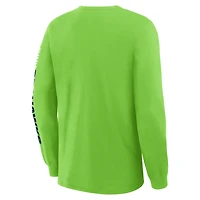 Men's Fanatics Neon Green Seattle Seahawks Big & Tall Clock Management Legacy Long Sleeve T-Shirt