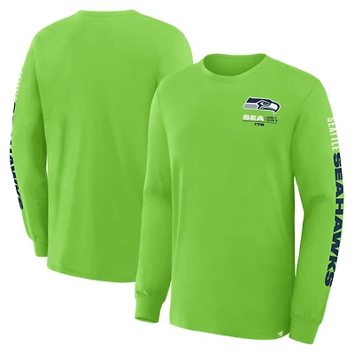 Men's Fanatics Neon Green Seattle Seahawks Big & Tall Clock Management Legacy Long Sleeve T-Shirt