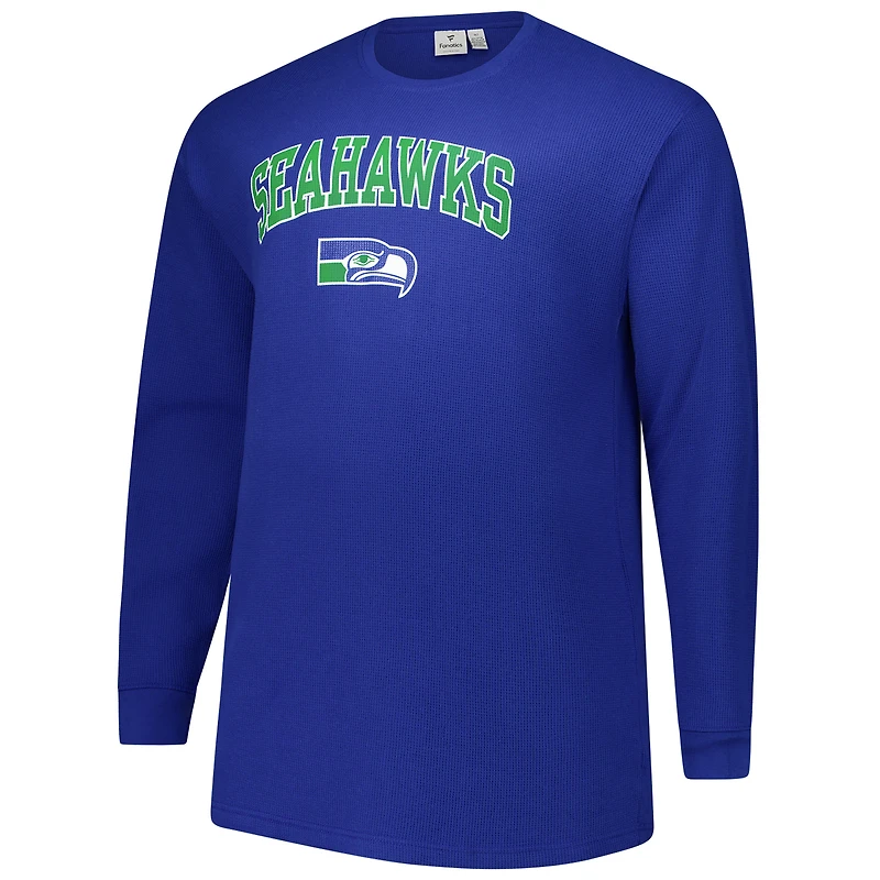 Men's Fanatics Royal Seattle Seahawks Big & Tall Throwback Thermal Long Sleeve T-Shirt