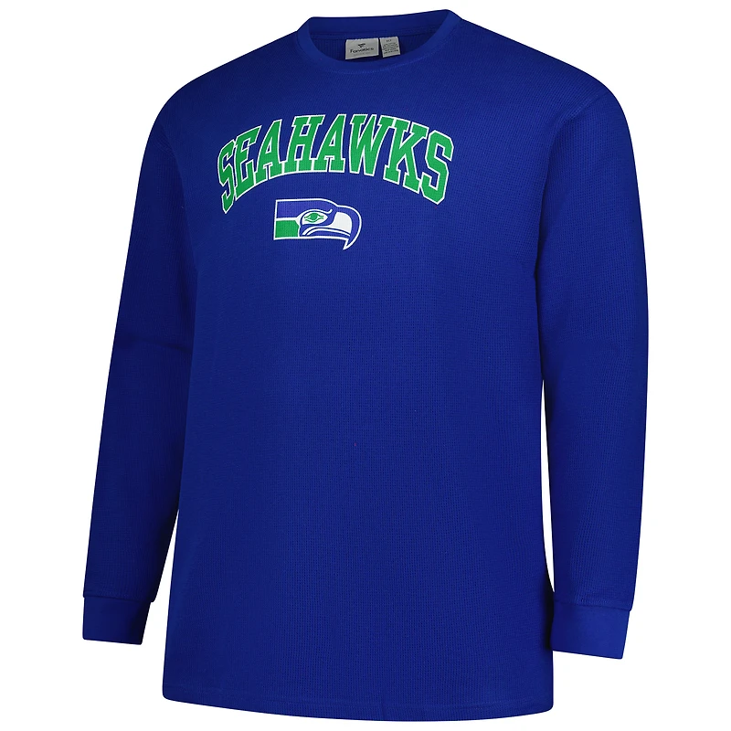 Men's Fanatics Royal Seattle Seahawks Big & Tall Throwback Thermal Long Sleeve T-Shirt