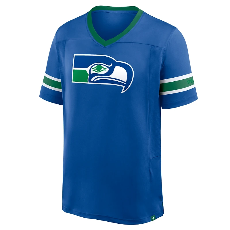 Men's Fanatics Royal Seattle Seahawks Hometown Premium Hashmark V-Neck T-Shirt