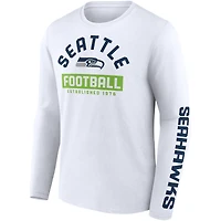 T-shirt blanc à manches longues Fanatics Seattle Seahawks pour hommes