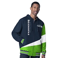 Veste à capuche réversible entièrement zippée G-III Sports by Carl Banks pour homme, bleu marine/anthracite, des Seattle Seahawks.