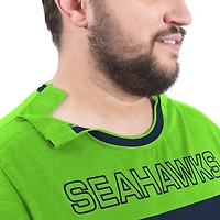 Men's G-III Sports by Carl Banks College Navy/Neon Green Seattle Seahawks Adaptive Outlast Long Sleeve T-Shirt