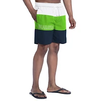 Men's G-III Sports by Carl Banks  College Navy/Neon Green Seattle Seahawks Sunrise Volley Swim Shorts