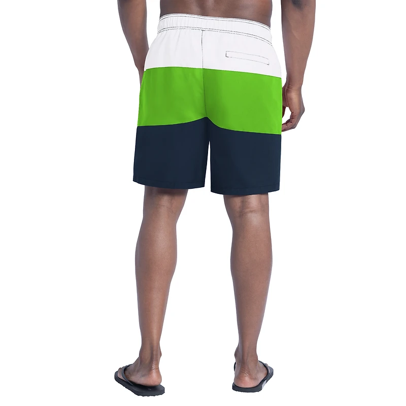 Men's G-III Sports by Carl Banks  College Navy/Neon Green Seattle Seahawks Sunrise Volley Swim Shorts