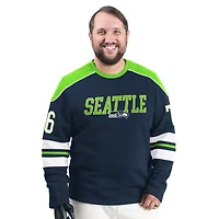 Men's G-III Sports by Carl Banks College Navy Seattle Seahawks Adaptive Lord Stanley Crewneck Sweatshirt