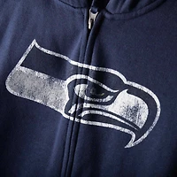 Sweat à capuche entièrement zippé avec logo principal Seattle Seahawks G-III Sports by Carl Banks College Navy pour homme