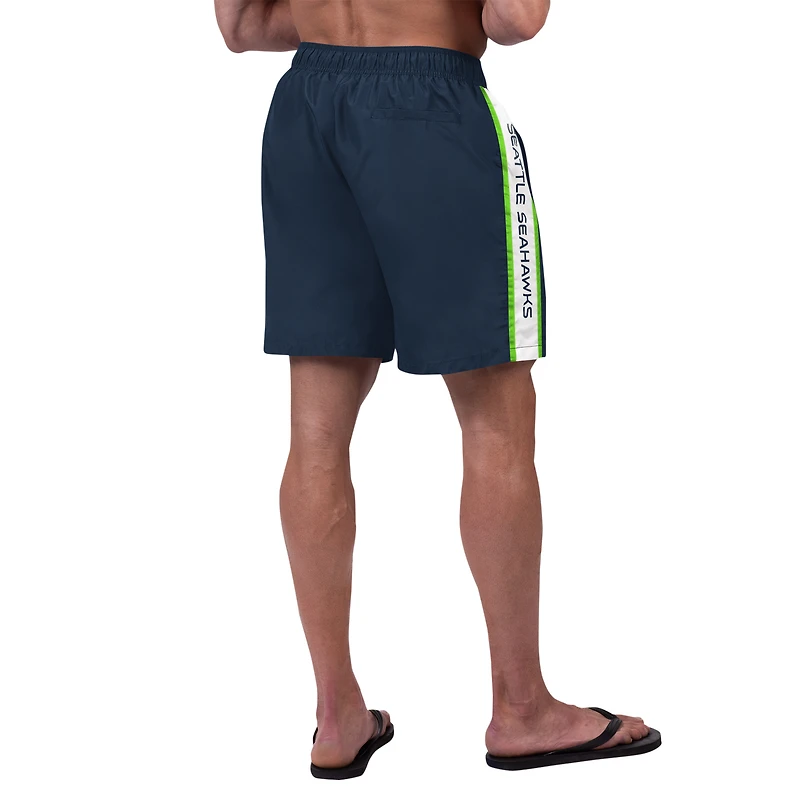 Short de bain G-III Sports by Carl Banks College pour hommes, bleu marine, Seattle Seahawks Streamline Volley