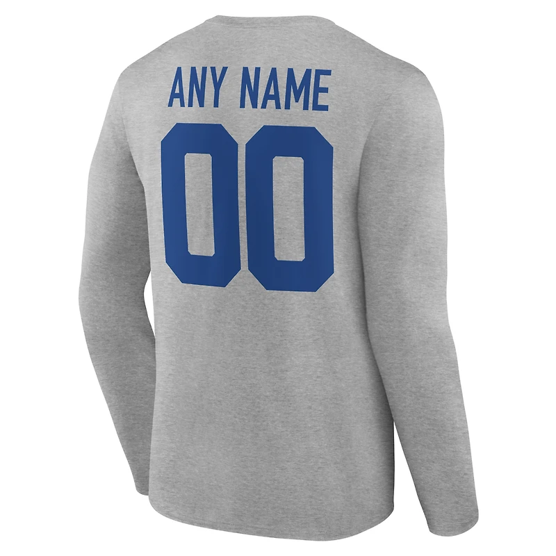 T-shirt à manches longues gris authentique classique pour homme des Seattle Seahawks, personnalisé avec nom et numéro.