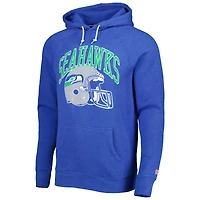 Homage Royal Seattle Seahawks Retro Helmet Tri-Blend Raglan Sweat à capuche pour homme
