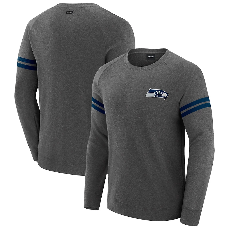 Sweat-shirt à manches longues raglan tri-blend gris chiné foncé J. Palmer pour homme des Seattle Seahawks
