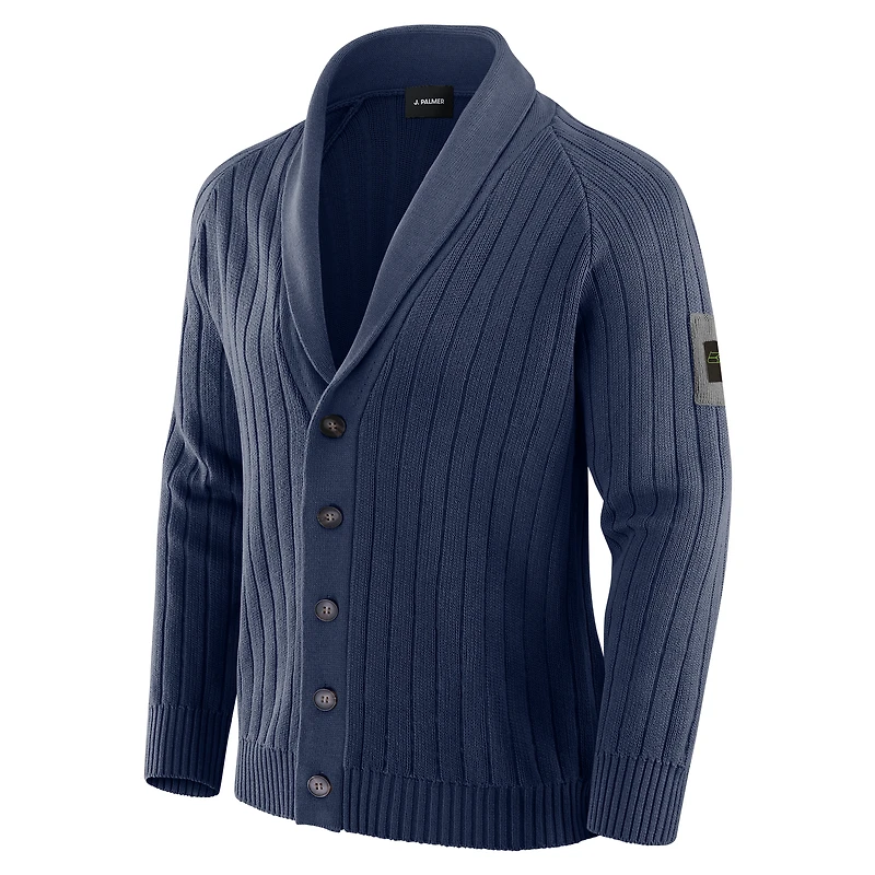 Men's J. Palmer Navy Seattle Seahawks The Playmaker Cardigan Raglan Sweater