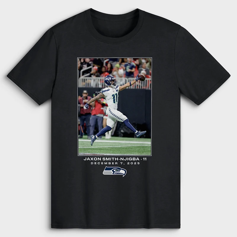 Men's Jaxon Smith-Njigba Black Seattle Seahawks NFL Flash Features Week 14 T-Shirt