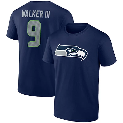 T-shirt Kenneth Walker III College Navy pour homme, icône du joueur des Seattle Seahawks