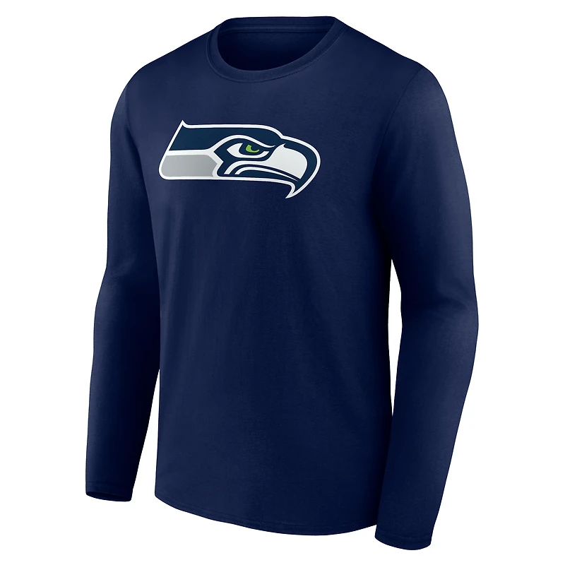Men's Logo Athletic College Navy Seattle Seahawks Primary Long Sleeve T-Shirt