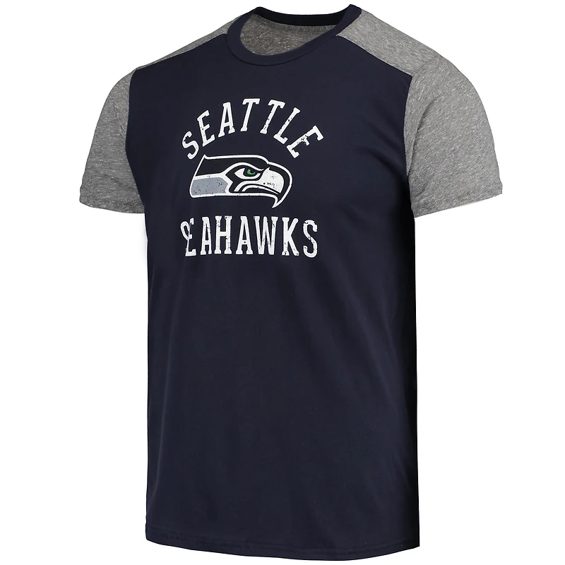 Men's Majestic Threads College Navy/Gray Seattle Seahawks Field Goal Slub T-Shirt