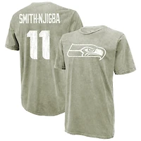 Men's Majestic Threads Jaxon Smith-Njigba Moss Green Seattle Seahawks Mineral Wash Name & Number T-Shirt