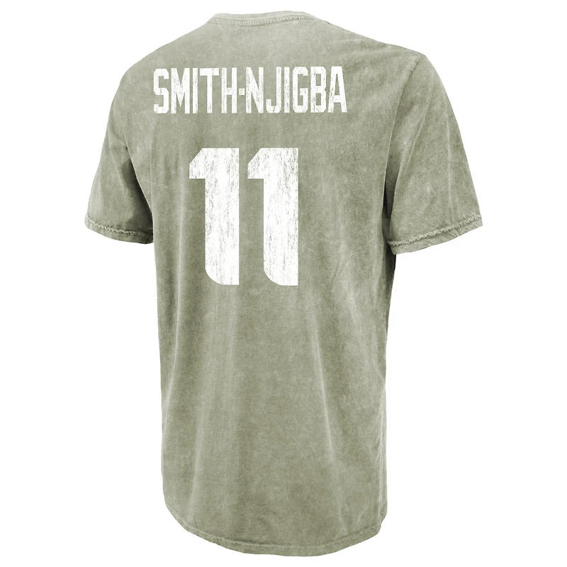 Men's Majestic Threads Jaxon Smith-Njigba Moss Green Seattle Seahawks Mineral Wash Name & Number T-Shirt