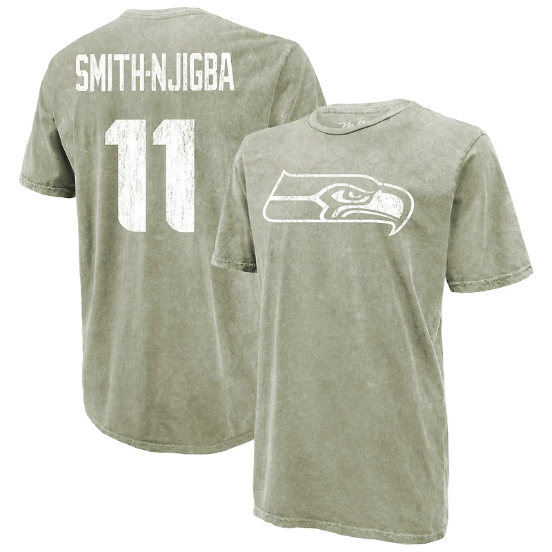 Men's Majestic Threads Jaxon Smith-Njigba Moss Green Seattle Seahawks Mineral Wash Name & Number T-Shirt