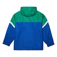 Men's Mitchell & Ness Green/Royal Seattle Seahawks Tie Breaker Vintage Logo Lightweight Anorak Half-Zip Windbreaker