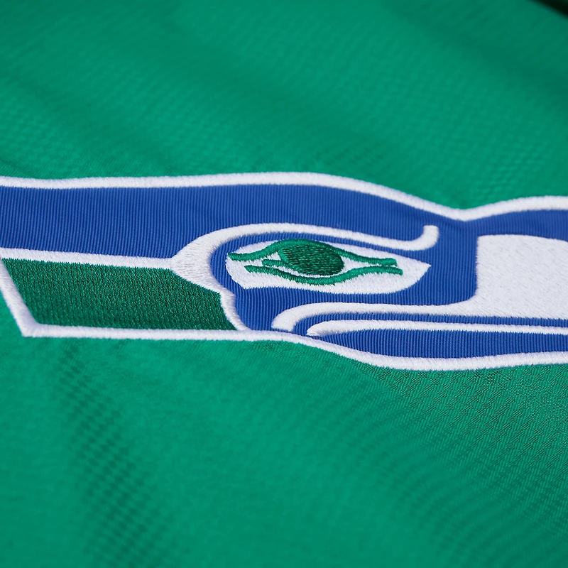 Men's Mitchell & Ness Green/Royal Seattle Seahawks Tie Breaker Vintage Logo Lightweight Anorak Half-Zip Windbreaker