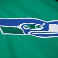 Men's Mitchell & Ness Green/Royal Seattle Seahawks Tie Breaker Vintage Logo Lightweight Anorak Half-Zip Windbreaker
