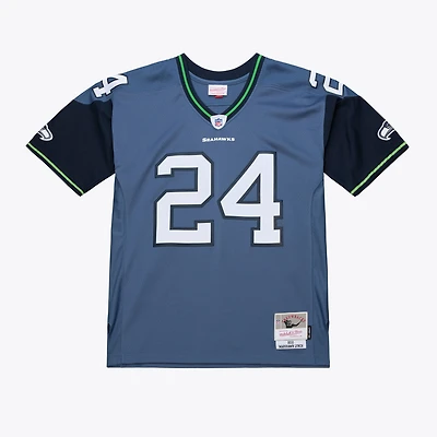 Maillot réplique rétro Mitchell & Ness Marshawn Lynch bleu Seattle Seahawks 2010 pour homme