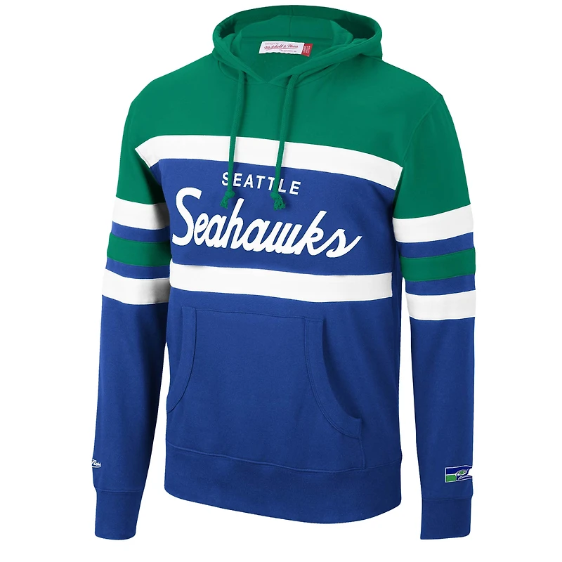 Pull à capuche pour hommes Mitchell & Ness Neon Green/Royal Seattle Seahawks Head Coach