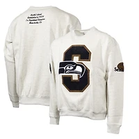 Men's Mitchell & Ness Oatmeal Seattle Seahawks Varsity Oversized Pullover Sweatshirt