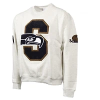Men's Mitchell & Ness Oatmeal Seattle Seahawks Varsity Oversized Pullover Sweatshirt