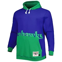 Men's Mitchell & Ness Royal/Green Seattle Seahawks Big Tall Face Pullover Hoodie